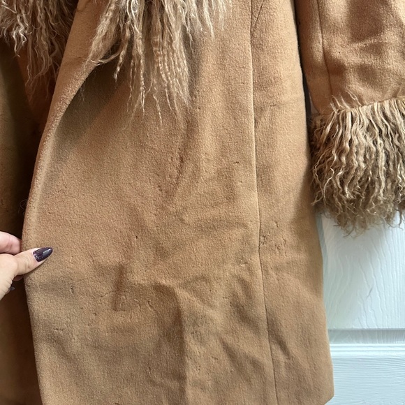 Vintage Marvin Richards Lambswool & Satin Brown Teddy Jacket with Faux Fur Trim - Picture 5 of 16